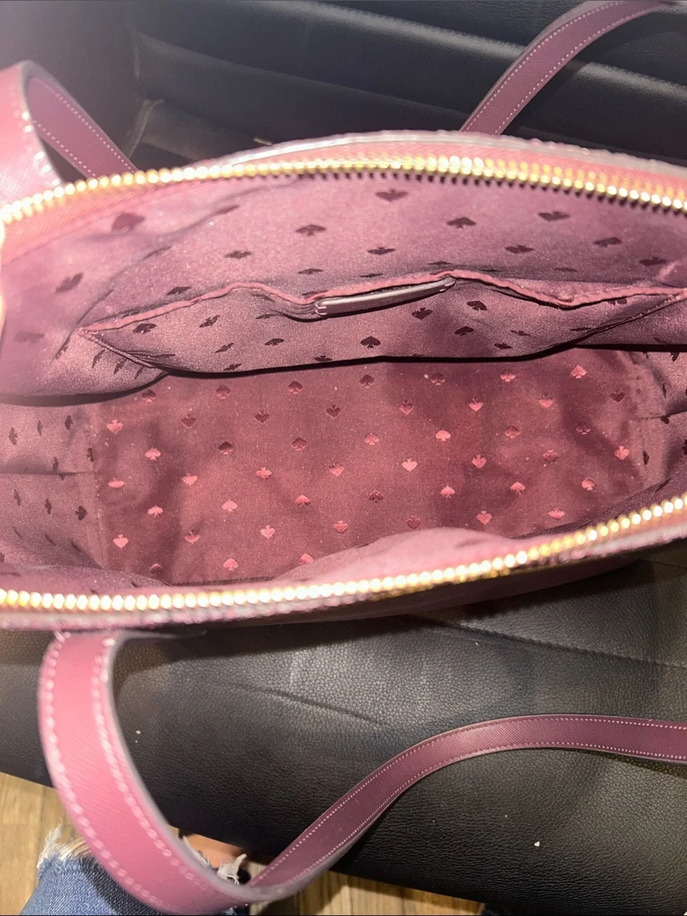 kate spade Burgundy Tote with Sparkle Trim